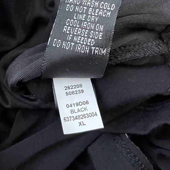 AB Studio Ruched Black Top Size XL Office Siren Blouson Stretch Knit Preppy Y2K - Picture 7 of 11